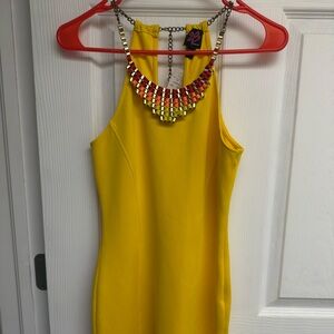 Bebe Vibrant Mini Dress  with Chain Necklace